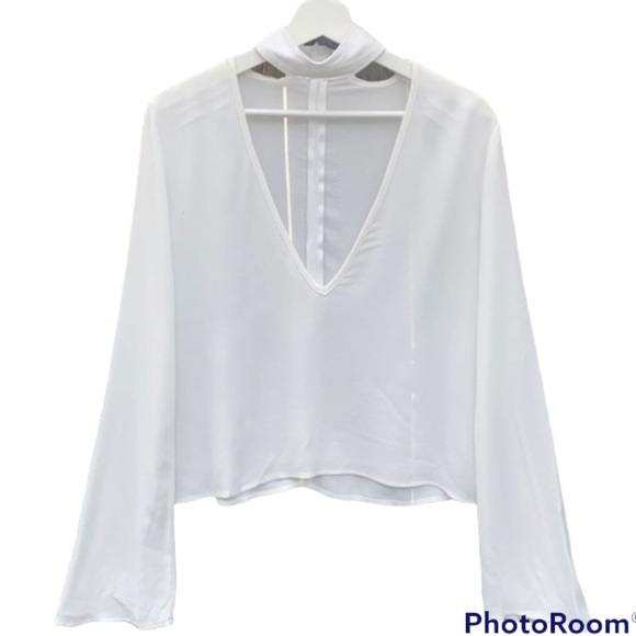 Flynn Skye Memphis Choker Neck White Top Sz M - Picture 9 of 11